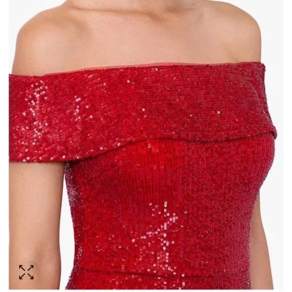 XSCAPE Women's Off-The-Shoulder Red Dress - Picture 5 of 9